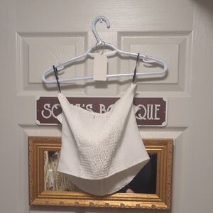 White Smocked Crop Top